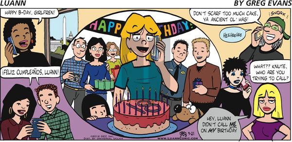Luann - Sunday September 21, 2014 Comic Strip