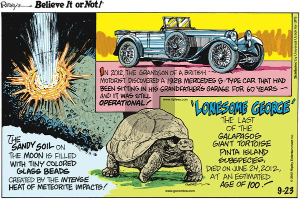 Ripley's Believe It or Not on Sunday September 23, 2012 Comic Strip