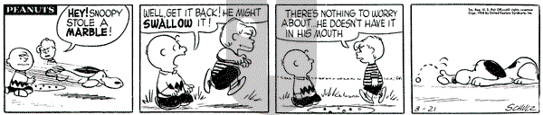 Peanuts on Friday March 21, 1958 Comic Strip