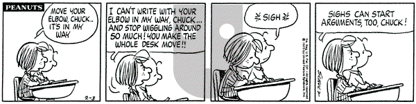 Peanuts on Tuesday February 3, 1976 Comic Strip