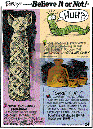 Ripley's Believe It or Not - Wednesday February 1, 2012 Comic Strip