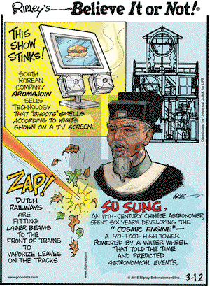 Ripley's Believe It or Not on Thursday March 12, 2015 Comic Strip