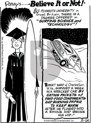 Ripley's Believe It or Not on Sunday February 15, 2004 Comic Strip