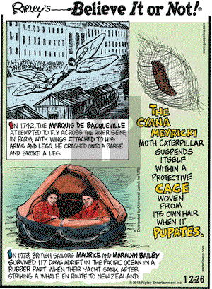Ripley's Believe It or Not on Friday December 26, 2014 Comic Strip