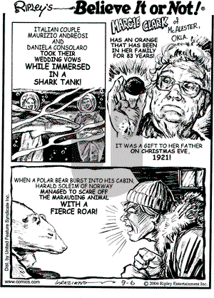 Ripley's Believe It or Not on Monday September 6, 2004 Comic Strip