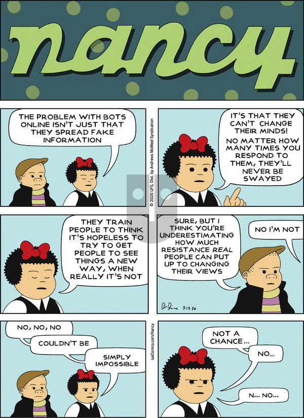Nancy on Sunday July 12, 2020 Comic Strip