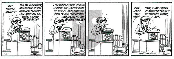 Doonesbury on Saturday January 21, 1978 Comic Strip