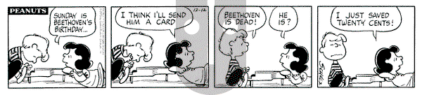 Peanuts on Wednesday December 12, 1973 Comic Strip