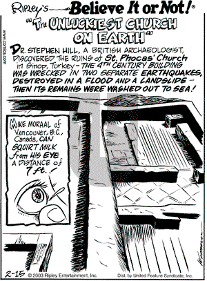 Ripley's Believe It or Not on Saturday February 15, 2003 Comic Strip