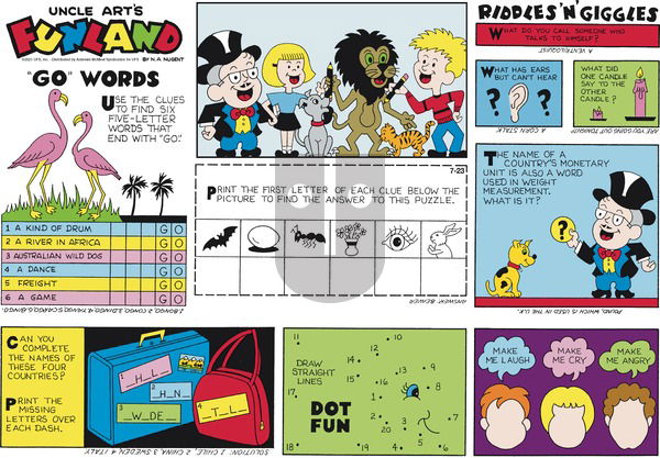 Uncle Art's Funland on Sunday July 23, 2023 Comic Strip