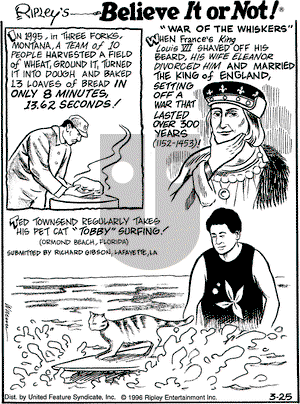 Ripley's Believe It or Not on Monday March 25, 1996 Comic Strip