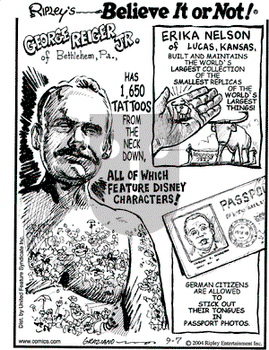 Ripley's Believe It or Not - Tuesday September 7, 2004 Comic Strip