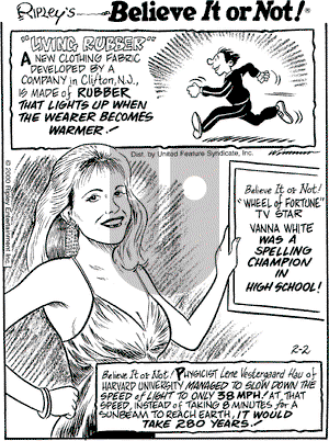 Ripley's Believe It or Not on Wednesday February 2, 2000 Comic Strip