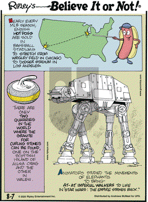 Ripley's Believe It or Not on Friday August 7, 2020 Comic Strip