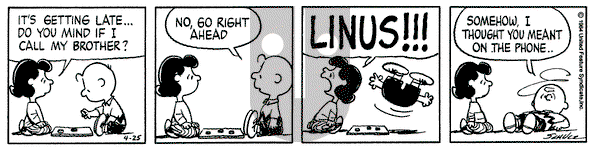 Peanuts on Wednesday April 25, 1984 Comic Strip