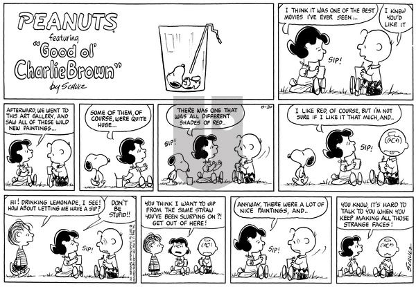 Peanuts on Sunday August 20, 1972 Comic Strip
