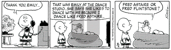 Peanuts on Monday August 9, 1999 Comic Strip