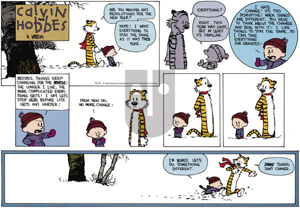 Calvin and Hobbes - Sunday December 3, 2023 Comic Strip