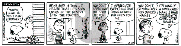 Peanuts on Thursday August 21, 1975 Comic Strip