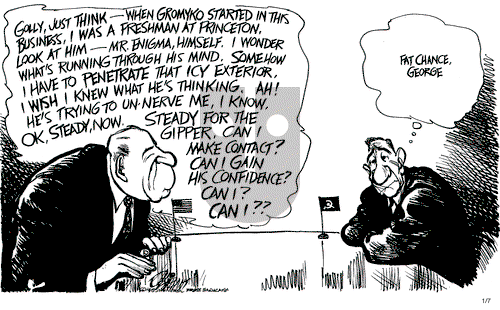 Pat Oliphant on Monday January 7, 1985 Comic Strip