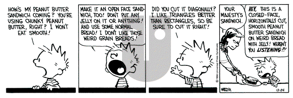 Calvin and Hobbes on Saturday December 24, 1988 Comic Strip