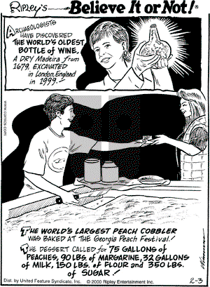 Ripley's Believe It or Not on Thursday February 3, 2000 Comic Strip