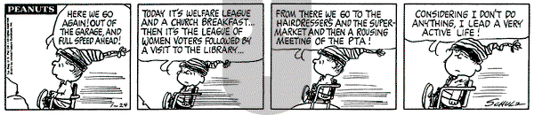Peanuts on Thursday January 24, 1974 Comic Strip
