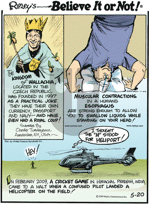 Ripley's Believe It or Not on Wednesday May 20, 2009 Comic Strip