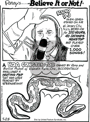 Ripley's Believe It or Not on Wednesday July 25, 2001 Comic Strip