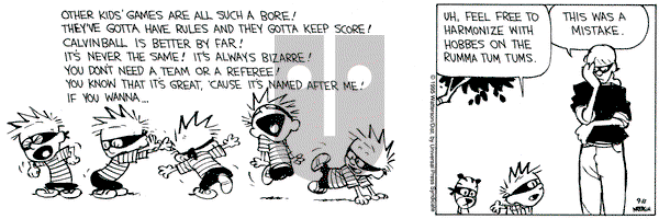 Calvin and Hobbes on Monday September 11, 1995 Comic Strip