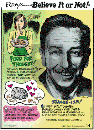 Ripley's Believe It or Not on Wednesday January 1, 2014 Comic Strip