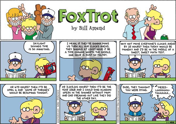 FoxTrot on Sunday March 9, 2014 Comic Strip
