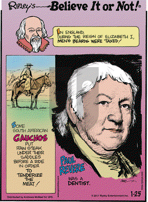 Ripley's Believe It or Not on Wednesday January 25, 2017 Comic Strip