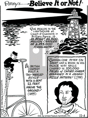 Ripley's Believe It or Not on Monday November 4, 1996 Comic Strip