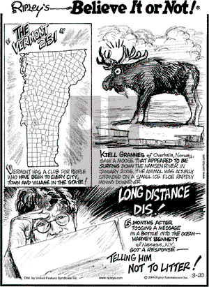 Ripley's Believe It or Not on Monday March 20, 2006 Comic Strip