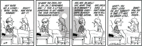 Doonesbury on Thursday December 26, 1974 Comic Strip