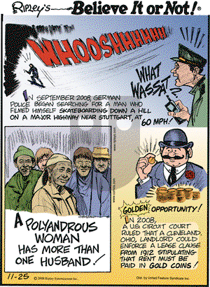 Ripley's Believe It or Not on Tuesday November 25, 2008 Comic Strip