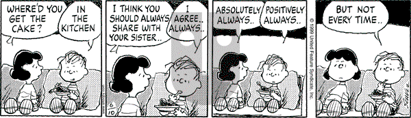 Peanuts - Thursday June 10, 1999 Comic Strip