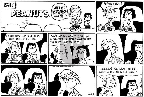 Peanuts on Sunday November 25, 1990 Comic Strip