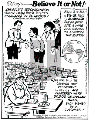 Ripley's Believe It or Not on Friday March 21, 1997 Comic Strip