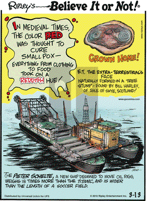 Ripley's Believe It or Not on Friday March 13, 2015 Comic Strip