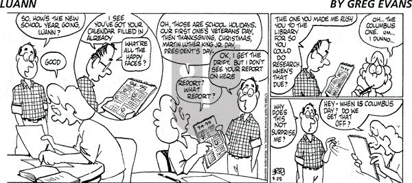 Luann on Sunday October 2, 1994 Comic Strip