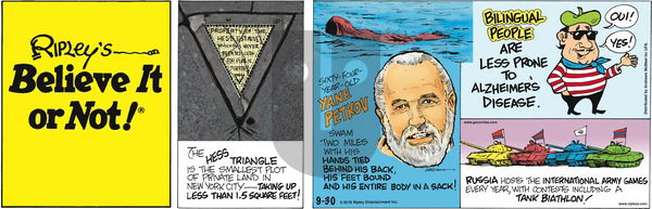 Ripley's Believe It or Not on Sunday September 30, 2018 Comic Strip