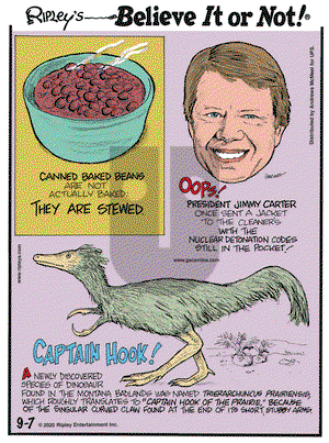 Ripley's Believe It or Not on Monday September 7, 2020 Comic Strip