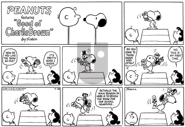 Peanuts on Sunday April 28, 1974 Comic Strip