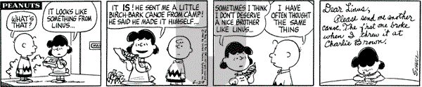 Peanuts - Wednesday June 29, 1966 Comic Strip