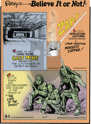 Ripley's Believe It or Not on Saturday September 1, 2018 Comic Strip