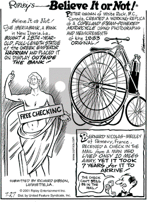 Ripley's Believe It or Not on Friday July 27, 2001 Comic Strip