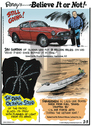 Ripley's Believe It or Not on Monday February 3, 2014 Comic Strip