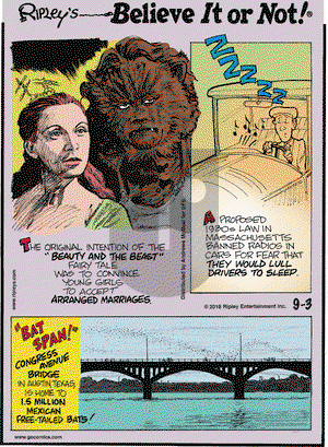 Ripley's Believe It or Not on Monday September 3, 2018 Comic Strip